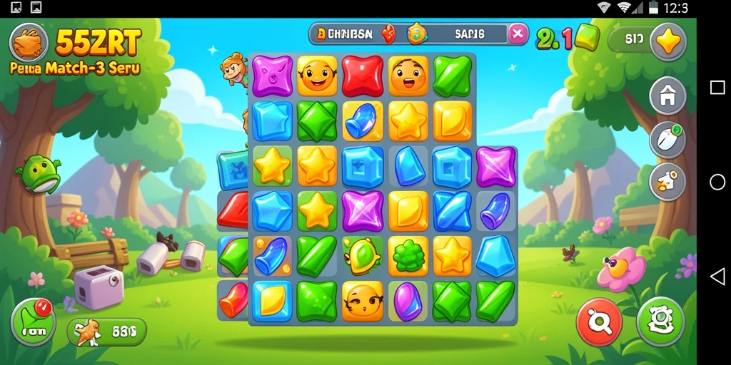 Tampilan gameplay seru di <strong>55RT</strong> dengan permata yang berwarna-warni.