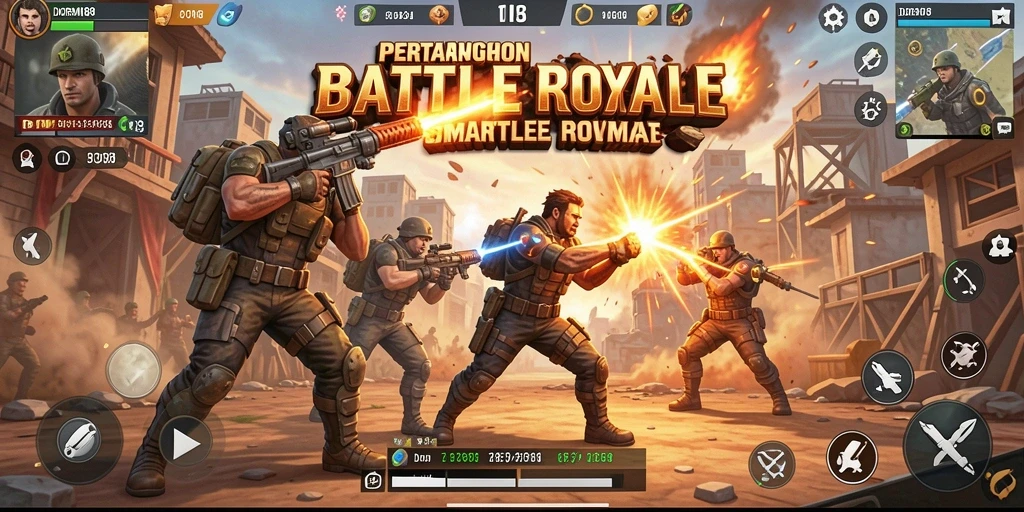 Gameplay <strong>DOREMI88</strong> menampilkan aksi seru dalam pertarungan Battle Royale.