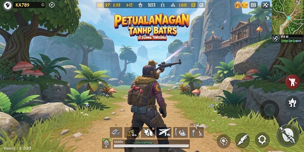 Screenshot gameplay yang menunjukkan petualangan seru di dunia terbuka.