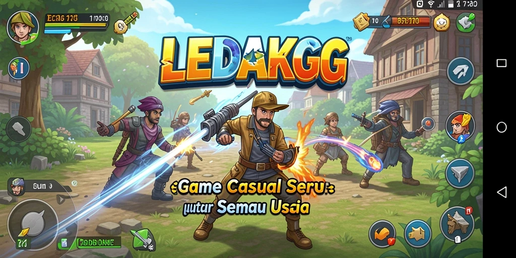 Screenshot utama menampilkan gameplay menarik dan penuh warna dari LEDAKGG.