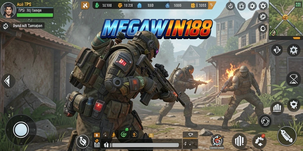Tampilan gameplay MEGAWIN188 yang menegangkan di dalam pertempuran TPS.