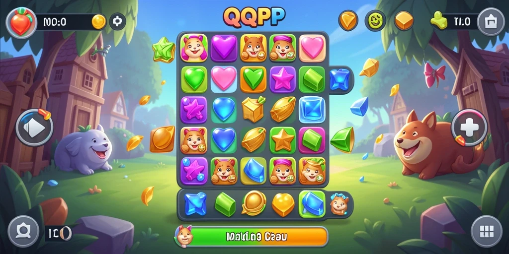 Tampilan gameplay menarik dari QQRP yang menampilkan keseruan match-3.