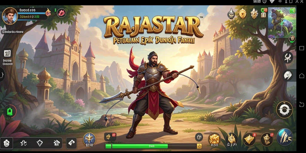 Screenshot gameplay RAJASTAR yang menampilkan pertempuran epik.