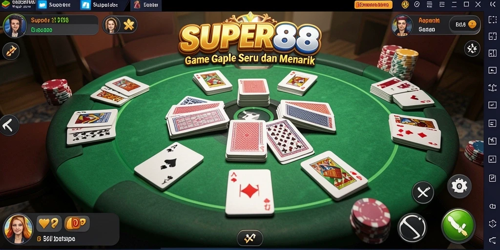 Tampilan gameplay seru di SUPER88 saat bermain gaple.