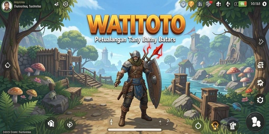 Tampilan screenshot utama WATITOTO menunjukkan petualangan seru di dunia terbuka.